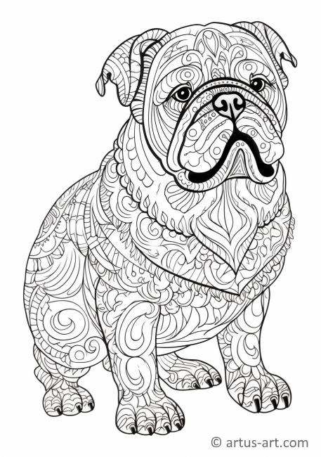 Cute Bulldog Coloring Page For Kids